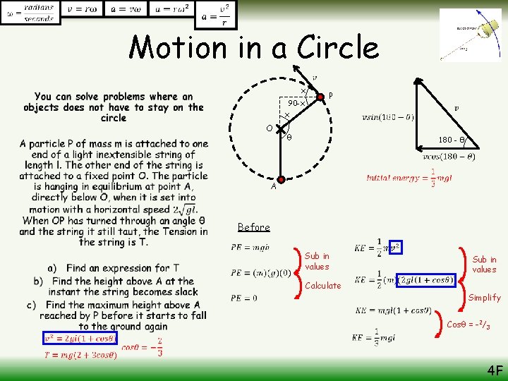 Motion in a Circle x • 90 -x x O P θ 180 -