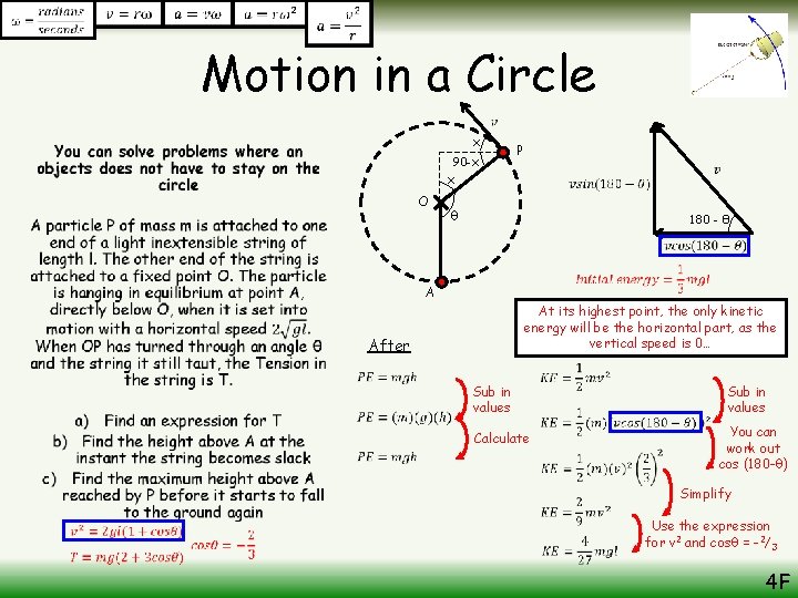 Motion in a Circle x • 90 -x x O P θ 180 -