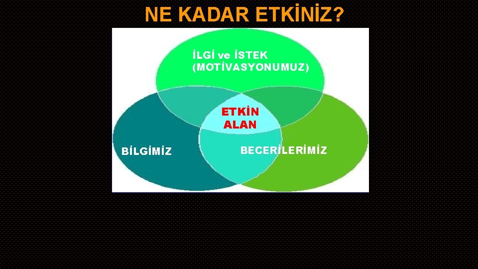 NE KADAR ETKİNİZ? İLGİ ve İSTEK (MOTİVASYONUMUZ) ETKİN ALAN BİLGİMİZ BECERİLERİMİZ 