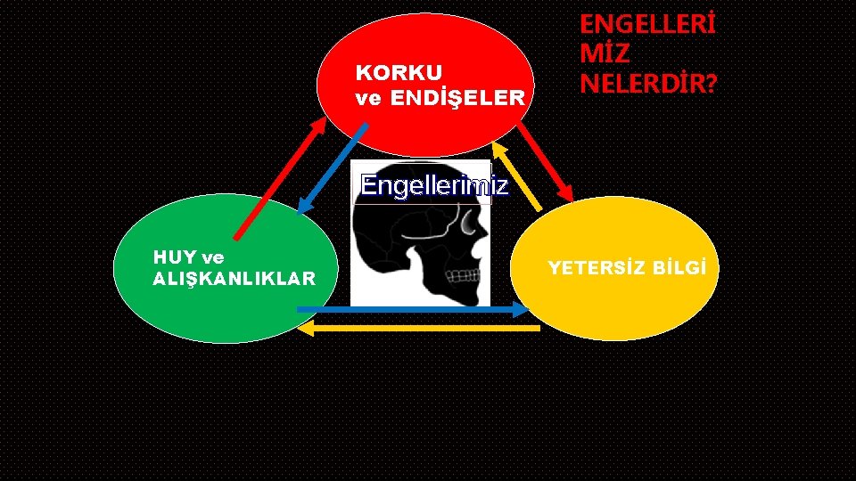 KORKU ve ENDİŞELER ENGELLERİ MİZ NELERDİR? Engellerimiz HUY ve ALIŞKANLIKLAR YETERSİZ BİLGİ 