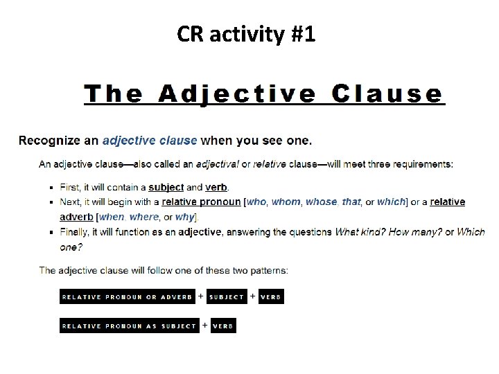 CR activity #1 