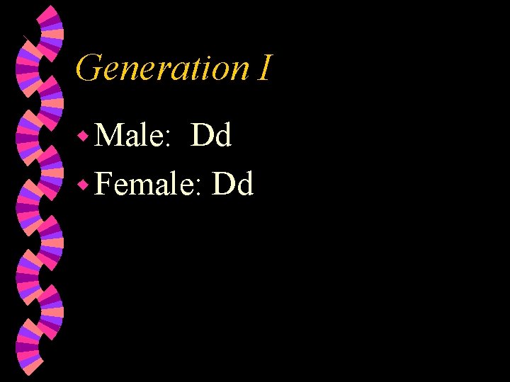 Generation I w Male: Dd w Female: Dd Generation I w Male: Dd w Female: Dd