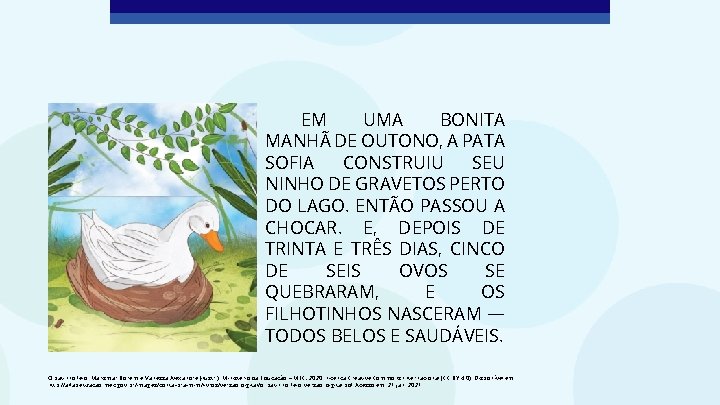 EM UMA BONITA MANHÃ DE OUTONO, A PATA SOFIA CONSTRUIU SEU NINHO DE GRAVETOS