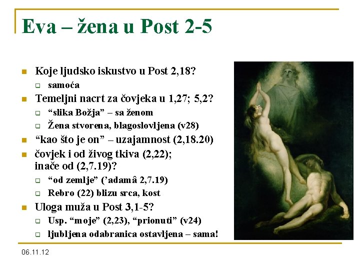 Eva – žena u Post 2 -5 n Koje ljudsko iskustvo u Post 2,