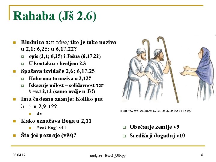 Rahaba (Jš 2. 6) n Bludnica זונה zôna; tko je tako naziva u 2,
