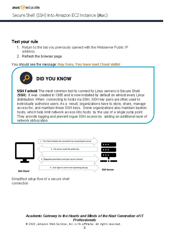 Secure Shell (SSH) into Amazon EC 2 Instance (Mac) Test your rule 1. Return