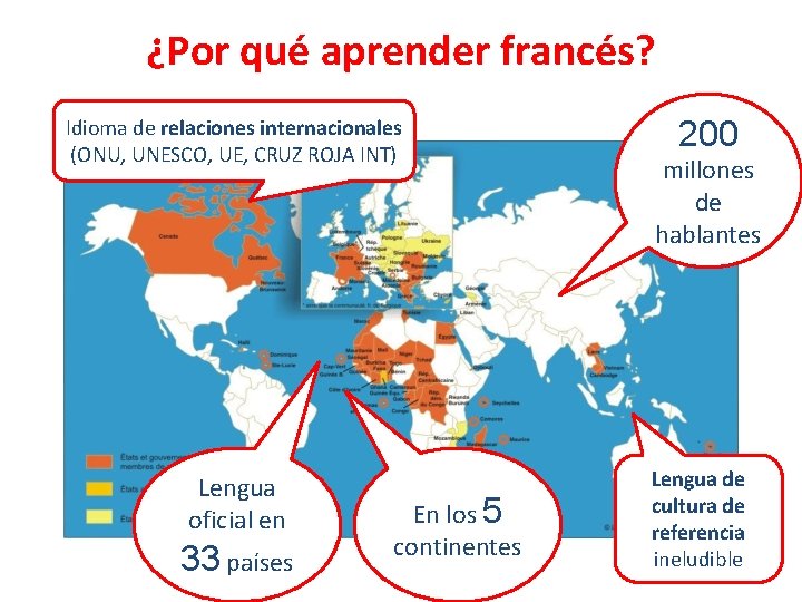 ¿Por qué aprender francés? Idioma de relaciones internacionales (ONU, UNESCO, UE, CRUZ ROJA INT)