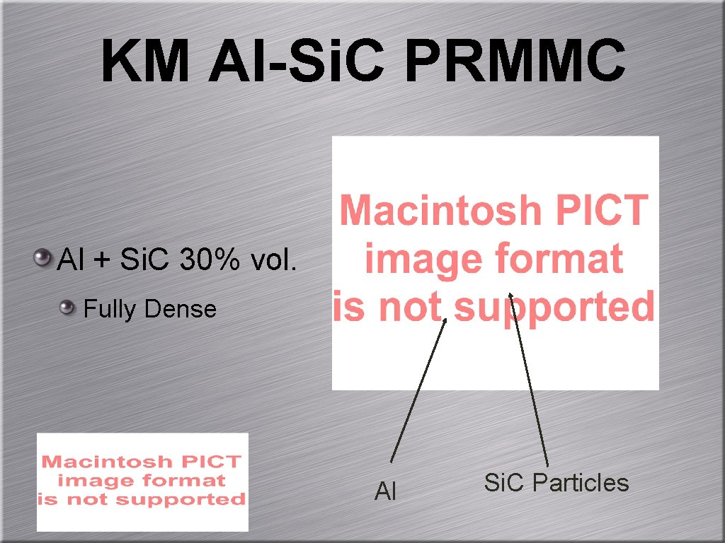 KM Al-Si. C PRMMC Al + Si. C 30% vol. Fully Dense Al Si.