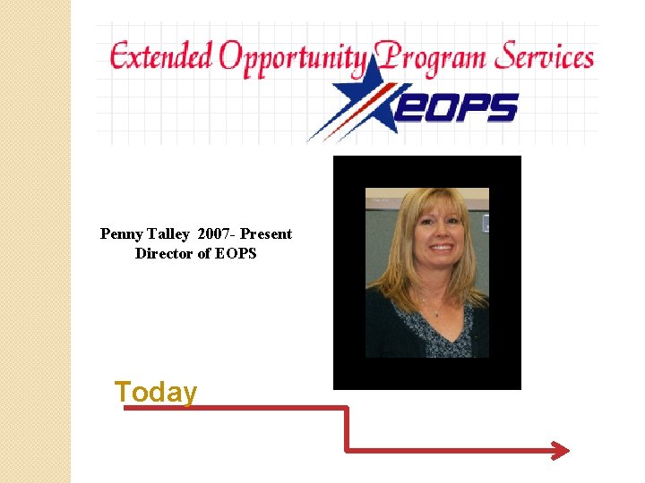 Penny Talley 2007 - Present Director of EOPS Today Penny Talley 2007 - Present Director of EOPS Today