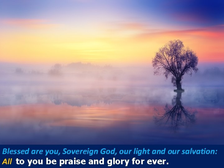 Blessed are you, Sovereign God, our light and our salvation: All to you be