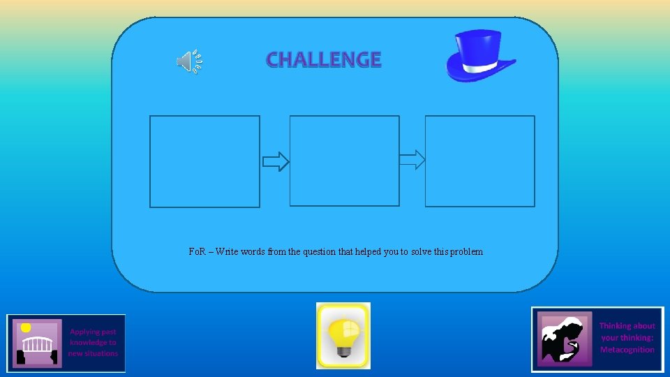 Fo. R – Write words from the question that helped you to solve this Fo. R – Write words from the question that helped you to solve this