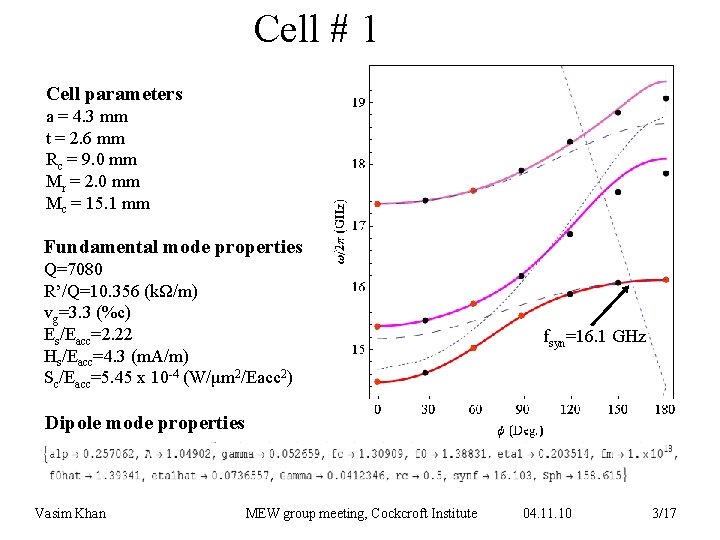 Cell # 1 Cell parameters a = 4. 3 mm t = 2. 6