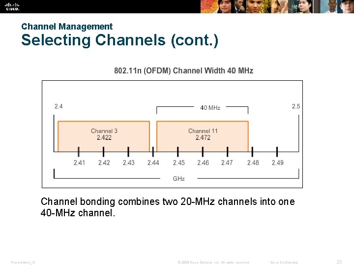 Channel Management Selecting Channels (cont. ) Channel bonding combines two 20 -MHz channels into