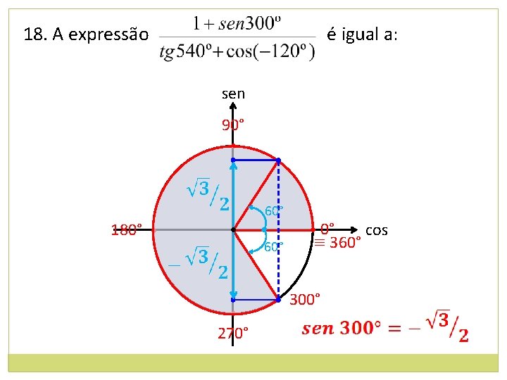 18. A expressão é igual a: sen 90° • 180° • 60° • •