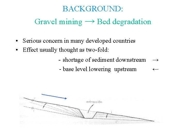 BACKGROUND: Gravel mining → Bed degradation • Serious concern in many developed countries •