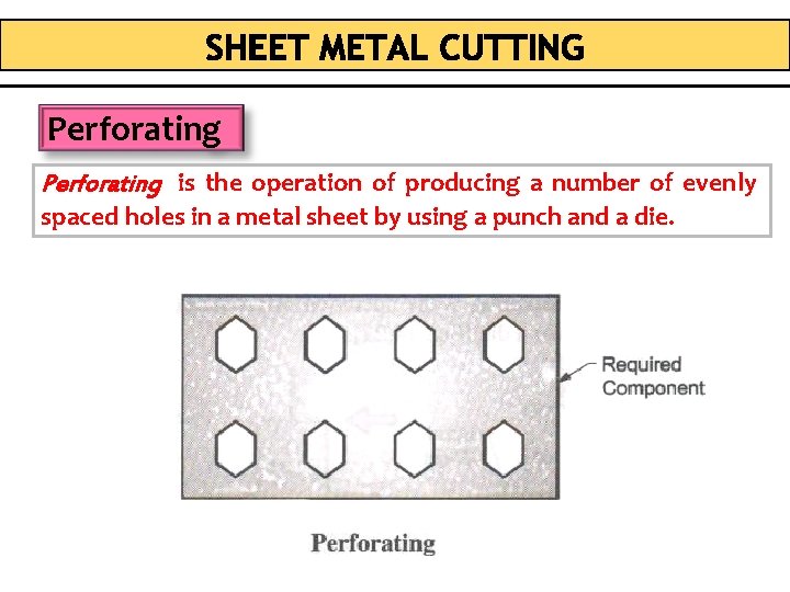 Perforating is the operation of producing a number of evenly spaced holes in a