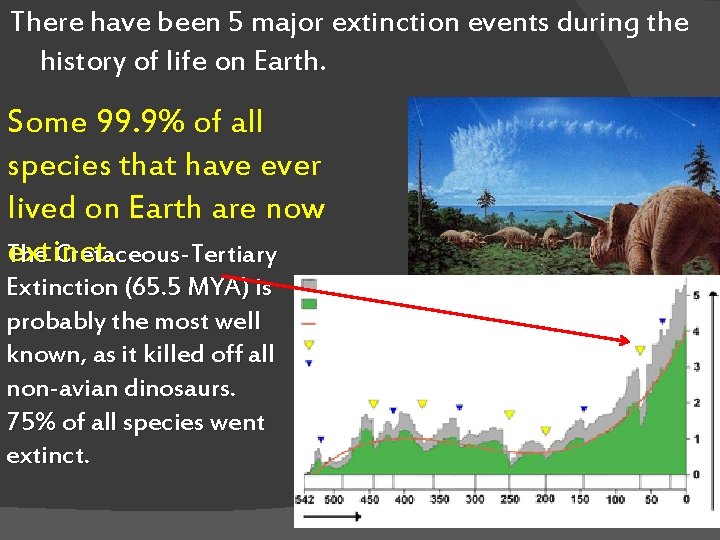 There have been 5 major extinction events during the history of life on Earth.
