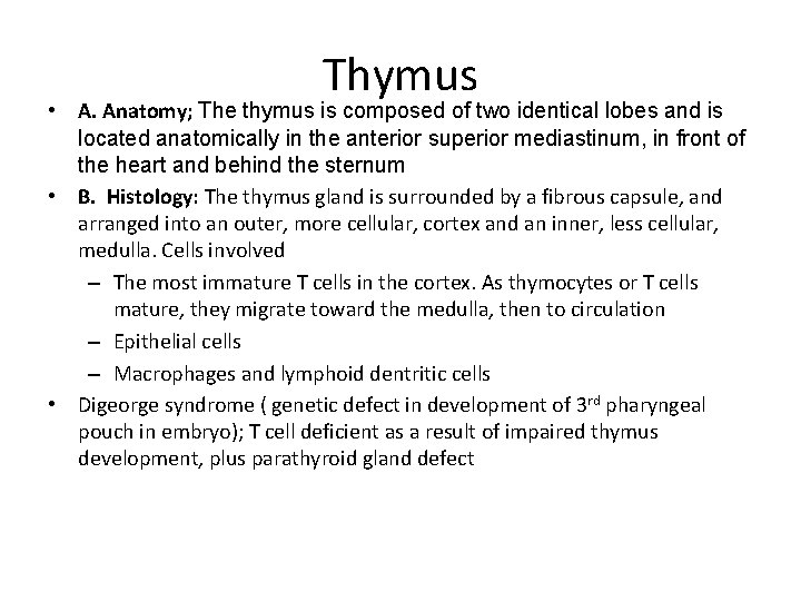 Thymus • A. Anatomy; The thymus is composed of two identical lobes and is