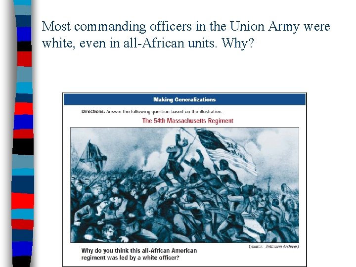 Most commanding officers in the Union Army were white, even in all-African units. Why?