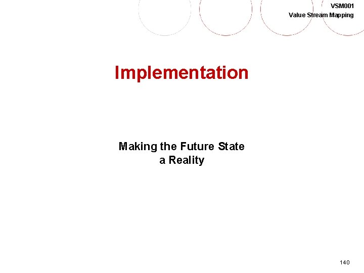 VSM 001 Value Stream Mapping Implementation Making the Future State a Reality 140 