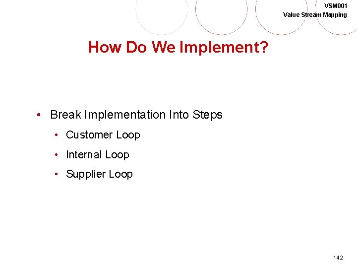 VSM 001 Value Stream Mapping How Do We Implement? • Break Implementation Into Steps