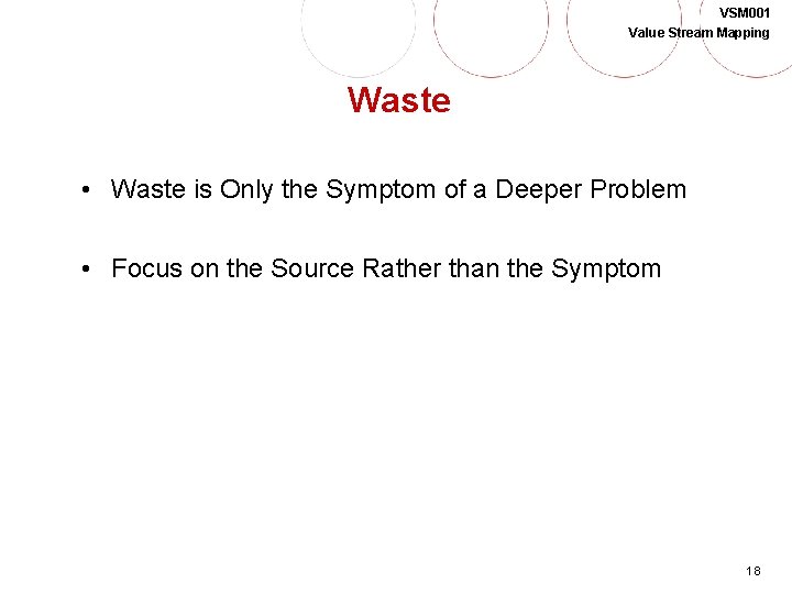 VSM 001 Value Stream Mapping Waste • Waste is Only the Symptom of a