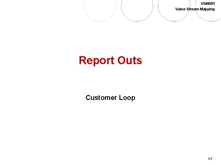 VSM 001 Value Stream Mapping Report Outs Customer Loop 64 