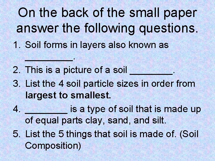 On the back of the small paper answer