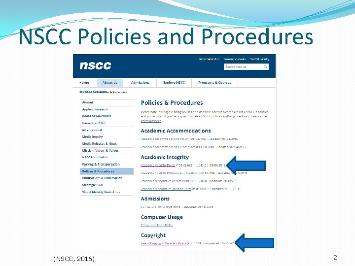 NSCC Policies and Procedures (NSCC, 2016) 2 