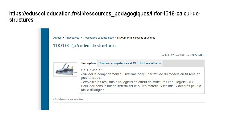 https: //eduscol. education. fr/sti/ressources_pedagogiques/tirfor-t 516 -calcul-destructures 