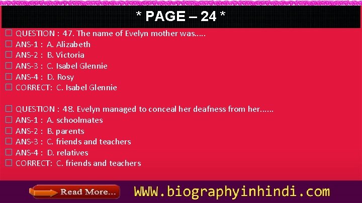 * PAGE – 24 * � � � QUESTION : 47. The name of