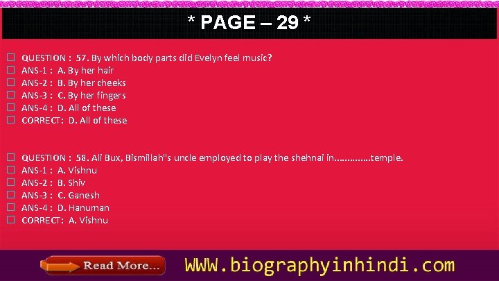 * PAGE – 29 * � � � QUESTION : 57. By which body