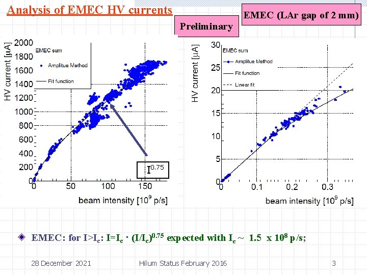 Analysis of EMEC HV currents EMEC (LAr gap of 2 mm) Preliminary I 0.