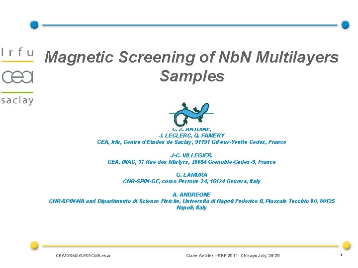 Magnetic Screening of Nb. N Multilayers Samples C. Z. ANTOINE, J. LECLERC, Q. FAMERY