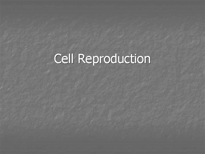 Cell Reproduction 