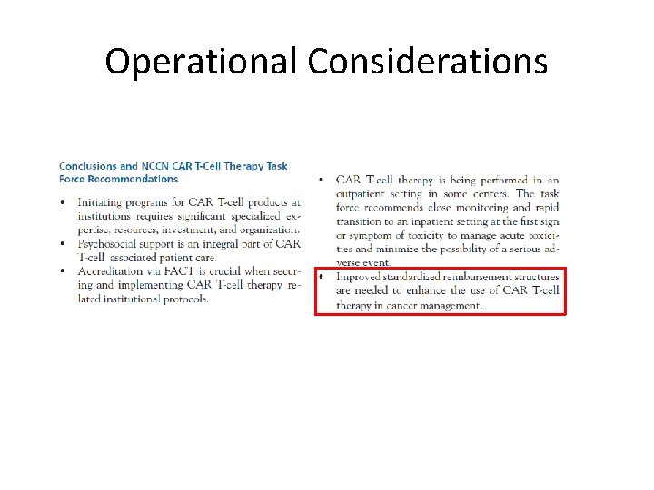 Operational Considerations Operational Considerations