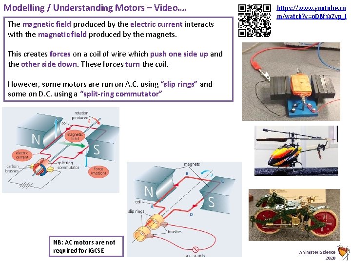 Modelling / Understanding Motors – Video…. The magnetic field produced by the electric current