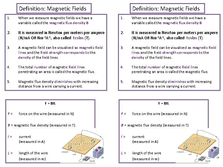 Definition: Magnetic Fields 1. When we measure magnetic fields we have a variable called