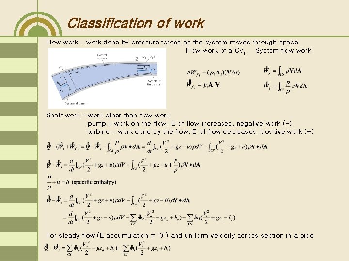 Classification of work Flow work – work done by pressure forces as the system Classification of work Flow work – work done by pressure forces as the system