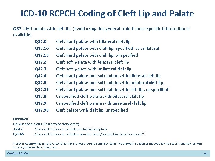 ICD-10 RCPCH Coding of Cleft Lip and Palate Q 37 Cleft palate with cleft