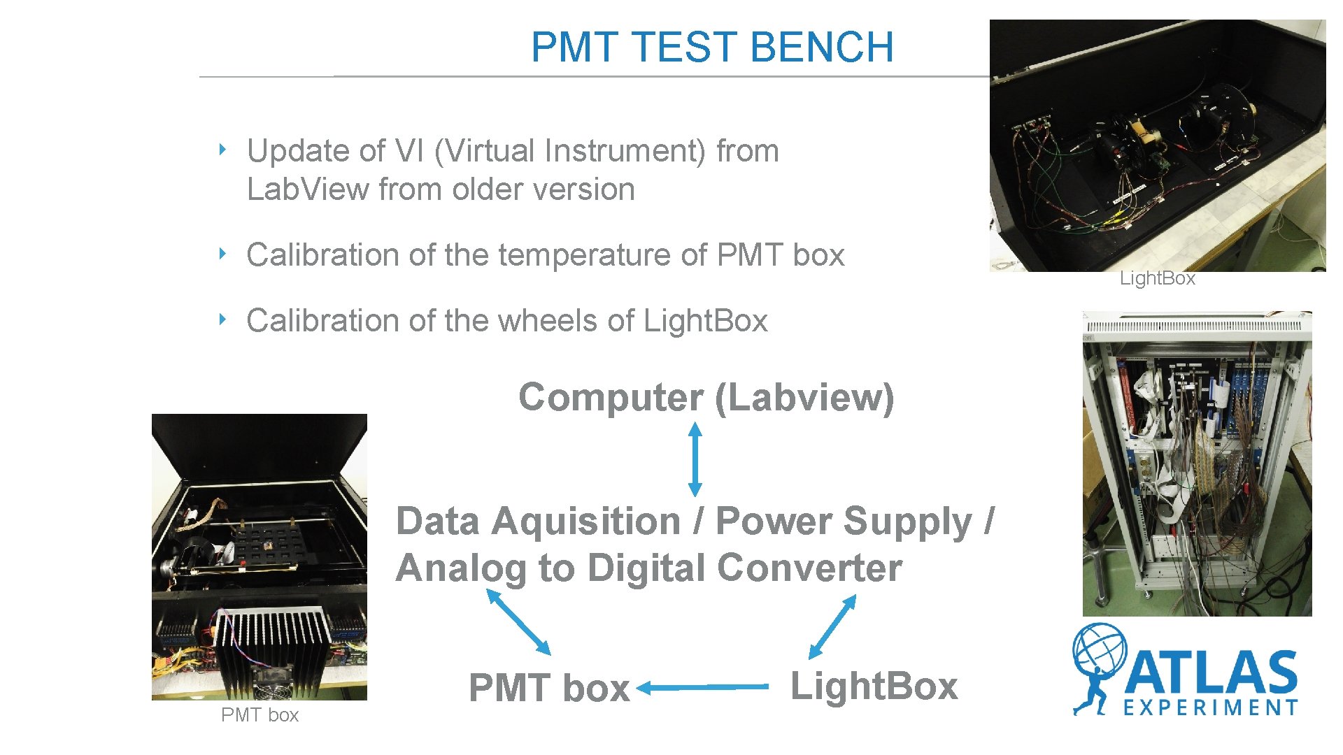 PMT TEST BENCH ‣ Update of VI (Virtual Instrument) from Lab. View from older