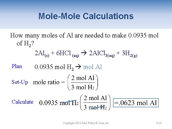 Mole-Mole Calculations How many moles of Al are needed to make 0. 0935 mol