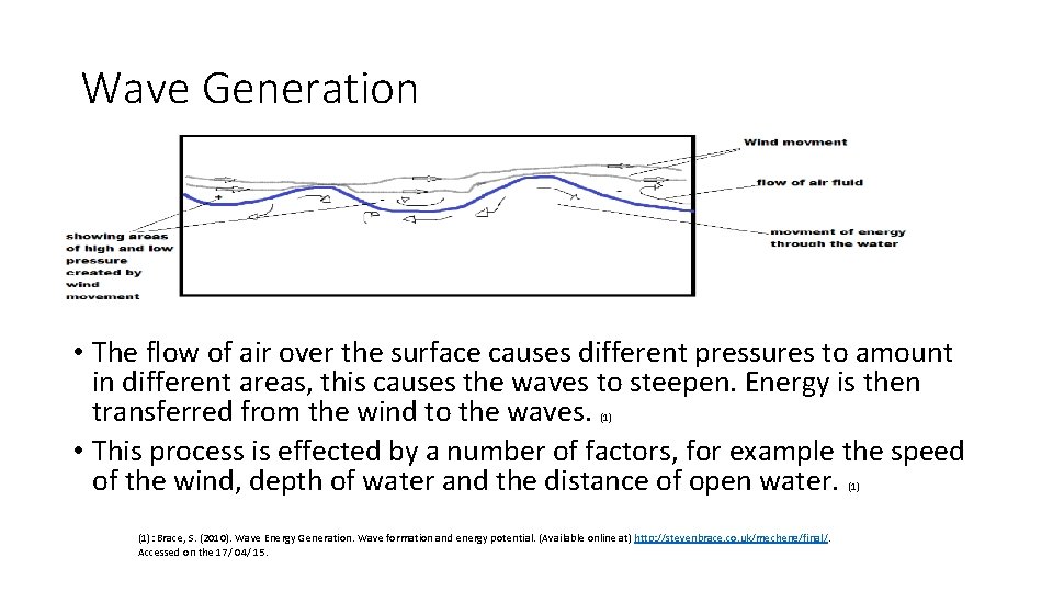 Wave Generation • The flow of air over the surface causes different pressures to