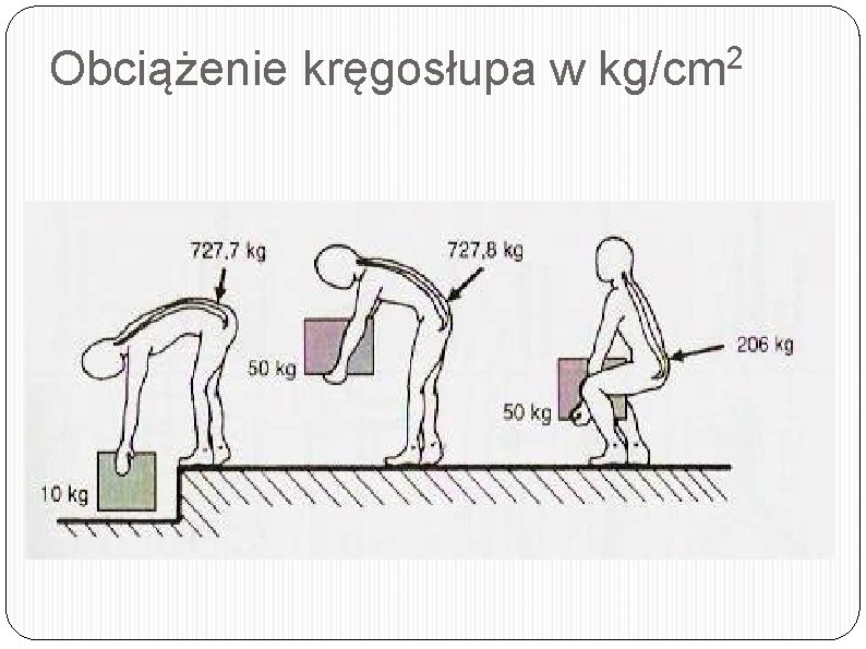 Obciążenie kręgosłupa w kg/cm 2 