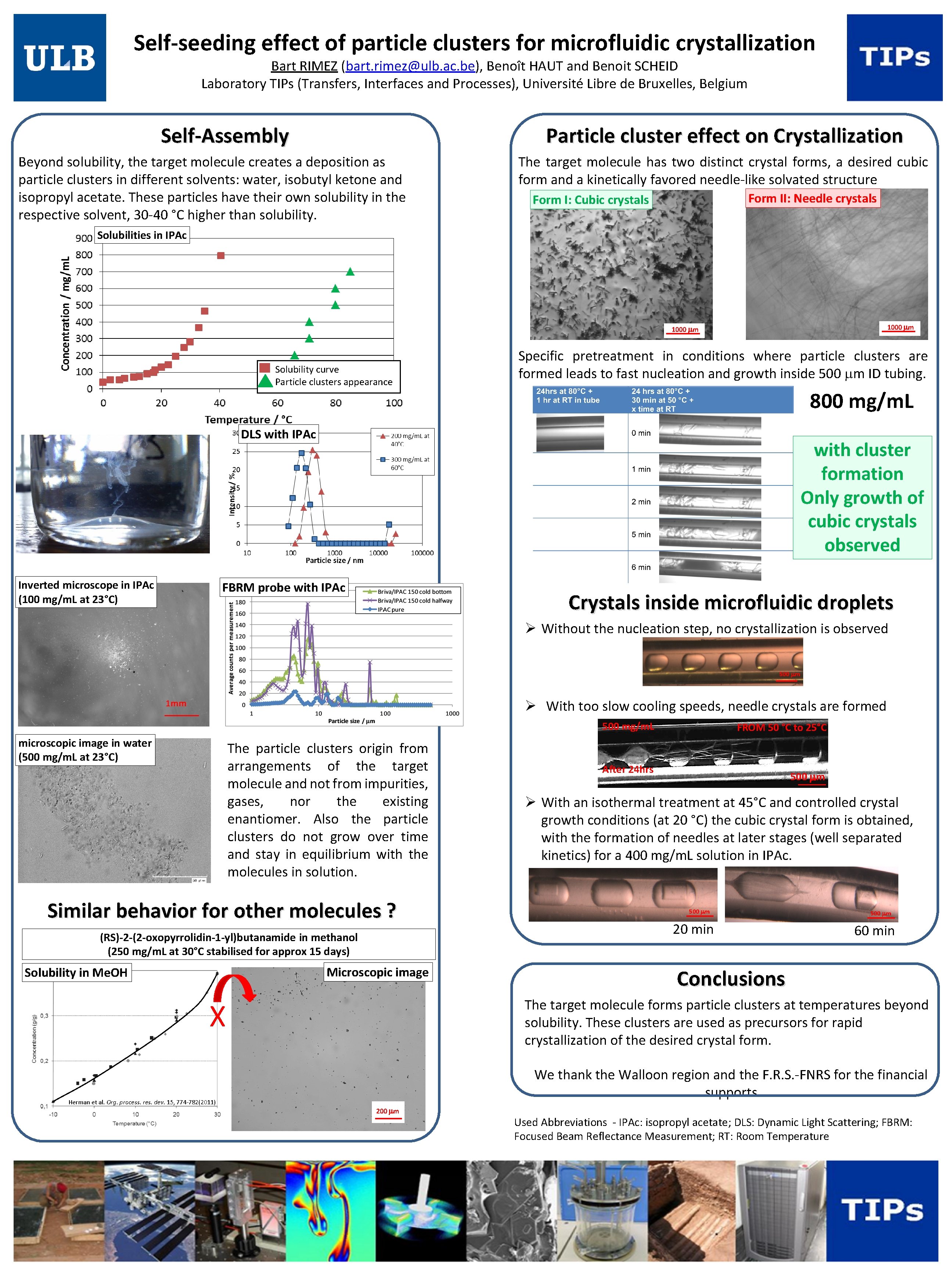 Self-seeding effect of particle clusters for microfluidic crystallization Bart RIMEZ (bart. rimez@ulb. ac. be), Self-seeding effect of particle clusters for microfluidic crystallization Bart RIMEZ (bart. rimez@ulb. ac. be),