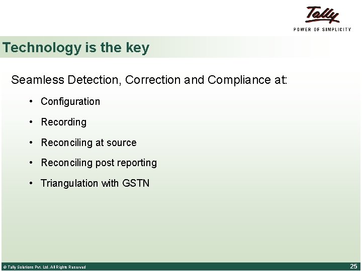 Technology is the key Seamless Detection, Correction and Compliance at: • Configuration • Recording