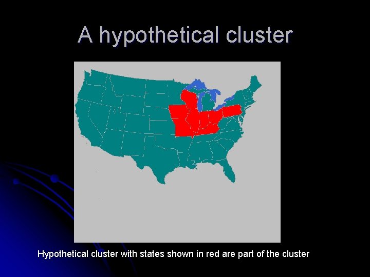 A hypothetical cluster Hypothetical cluster with states shown in red are part of the