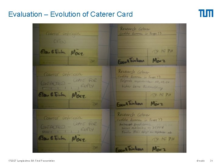 Evaluation – Evolution of Caterer Card 170327 Langlechner BA Final Presentation © sebis 31