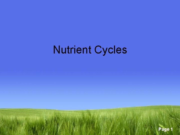 Nutrient Cycles Page 1 