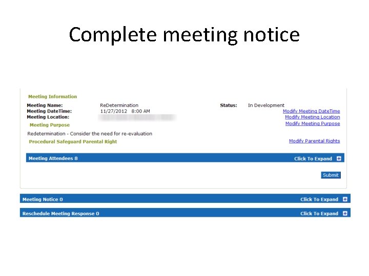 Complete meeting notice Complete meeting notice